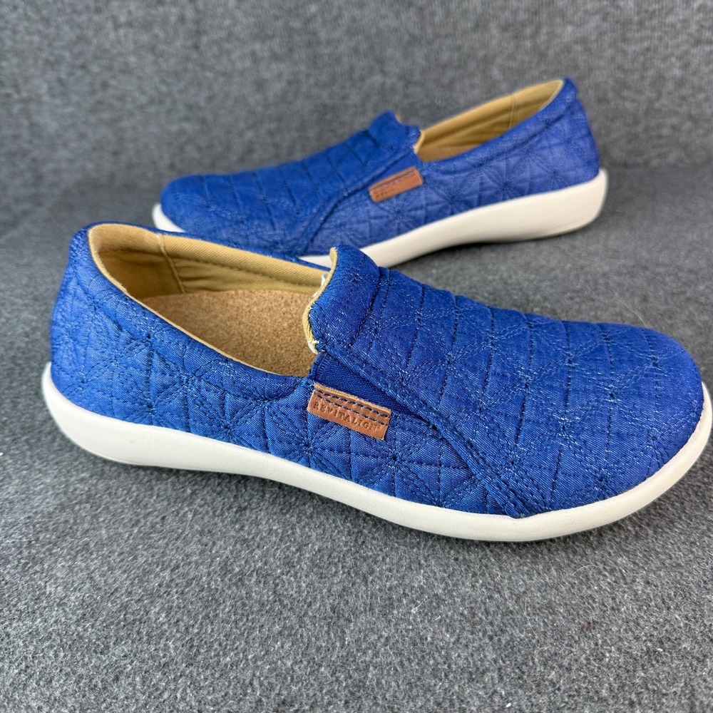 Revitalign Women Size 8 Blue Quilted Textile Slip On Loafer Shoes